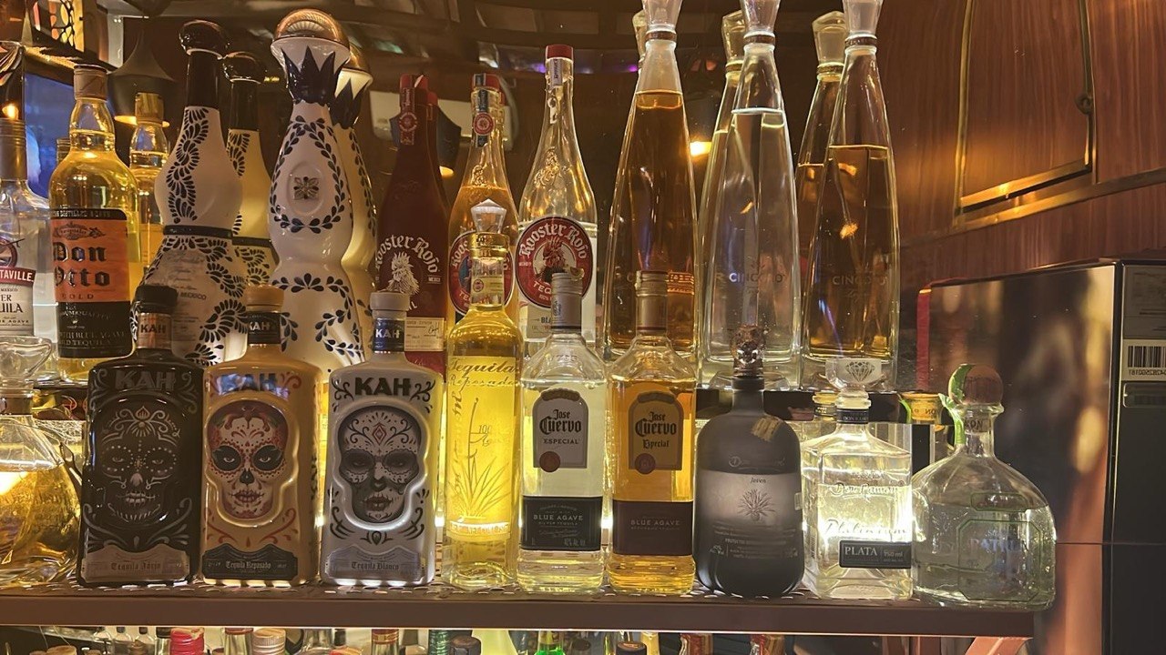 Tequila and bottles at Drunken Monkey Bar