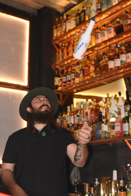 Bartender at Drunken Monkey Bar on Pub Street in Siem Reap